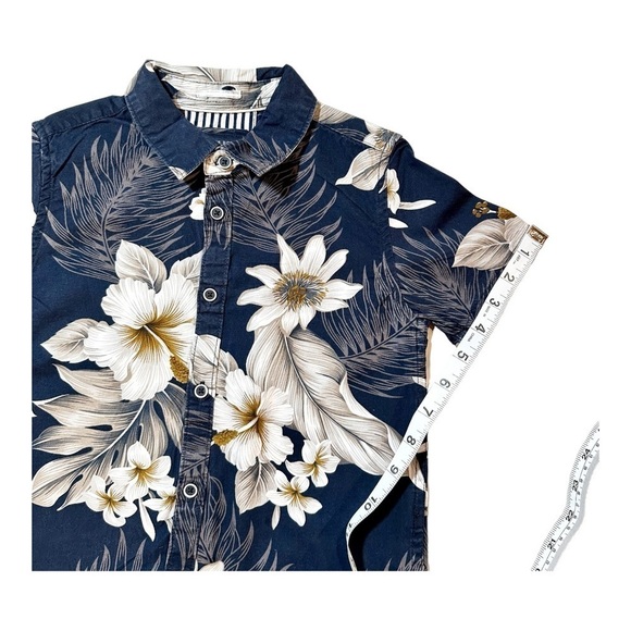 Cactus Boys Aloha Hawaiian Print Navy Button Shirt Size 5/6 - Picture 3 of 7